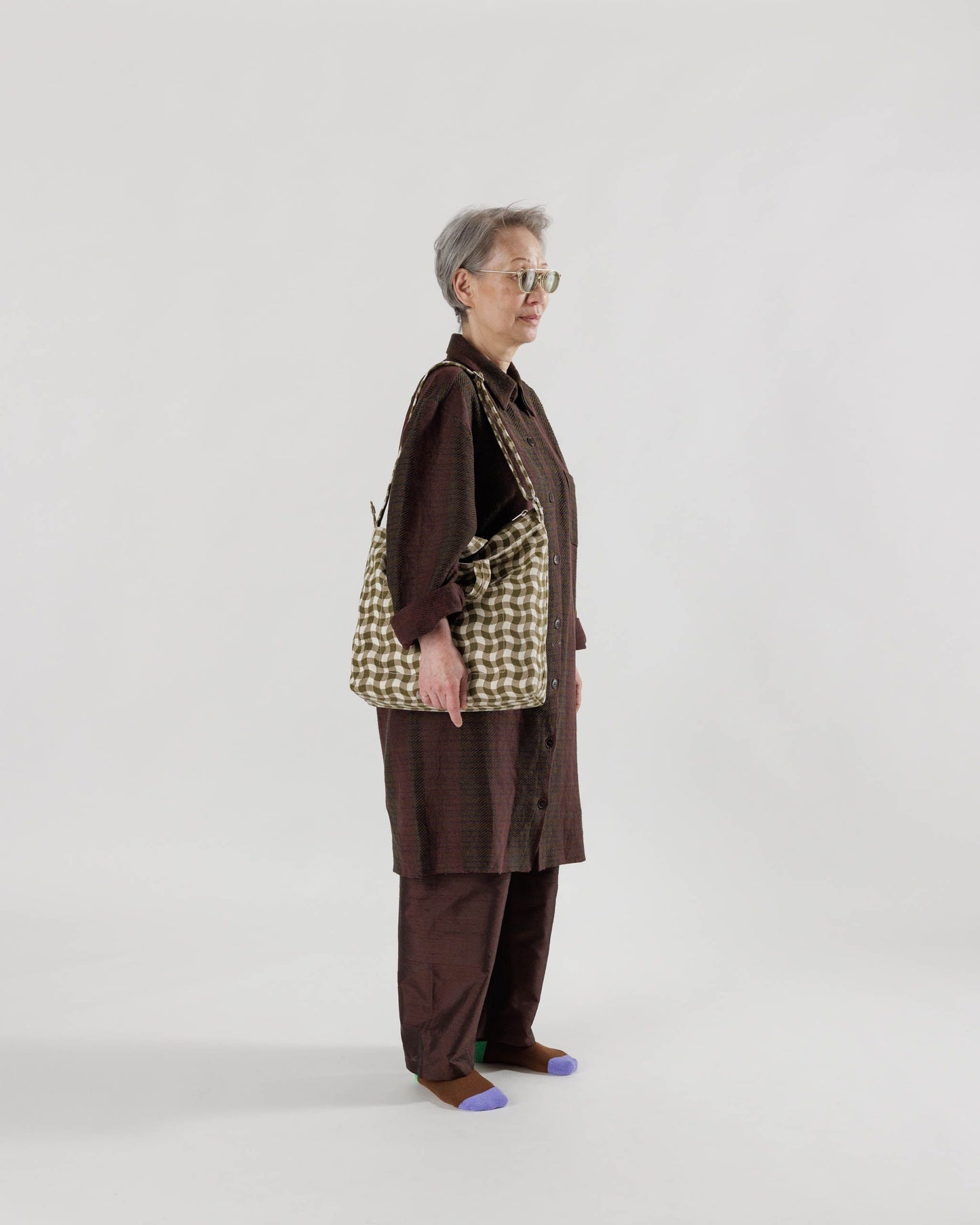 Duck ZIP horizontal Wavy Gingham Brown Sac