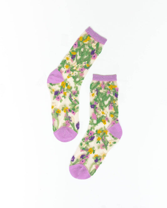 Chaussette transparente Bouquet Floral Qualité Supérieure