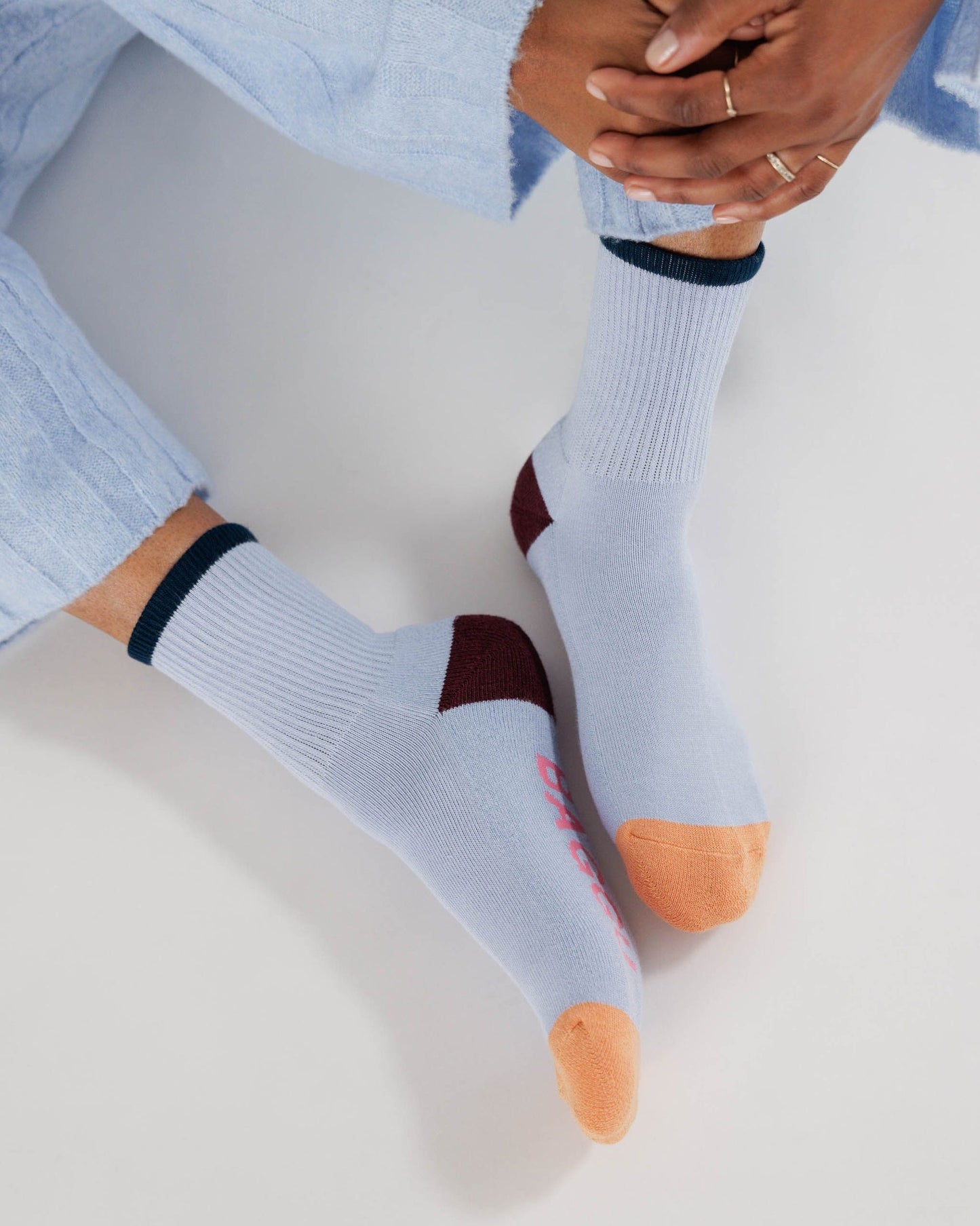 Ribbed Light Blue Mix Chaussette