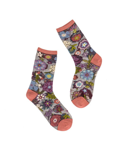 Fleurs violettes - Chaussettes transparentes