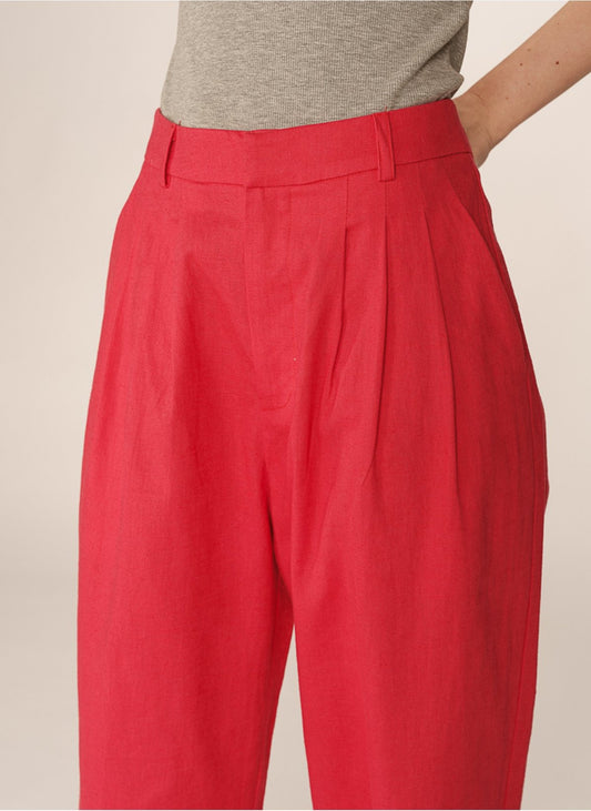 Phil Rouge - Pantalon à pinces en lin