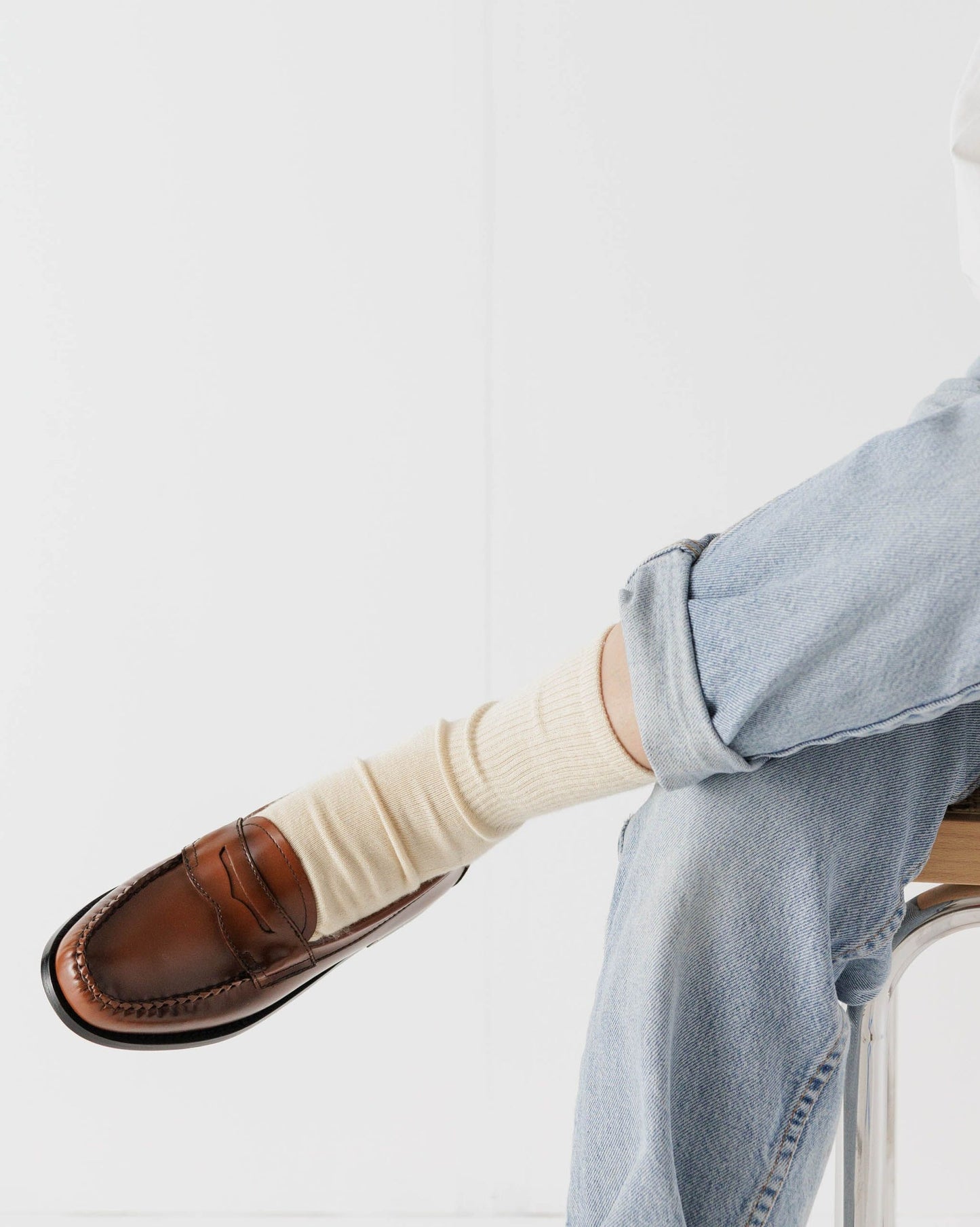 Ribbed Ecru Chaussette