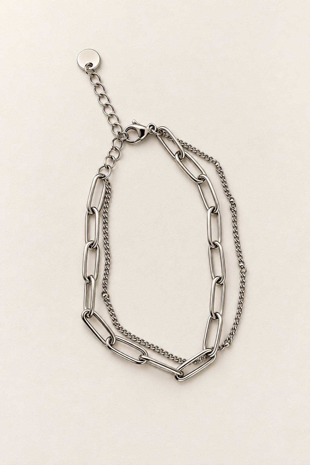 Naiva argent - Bracelet double chaîne en acier inoxydable