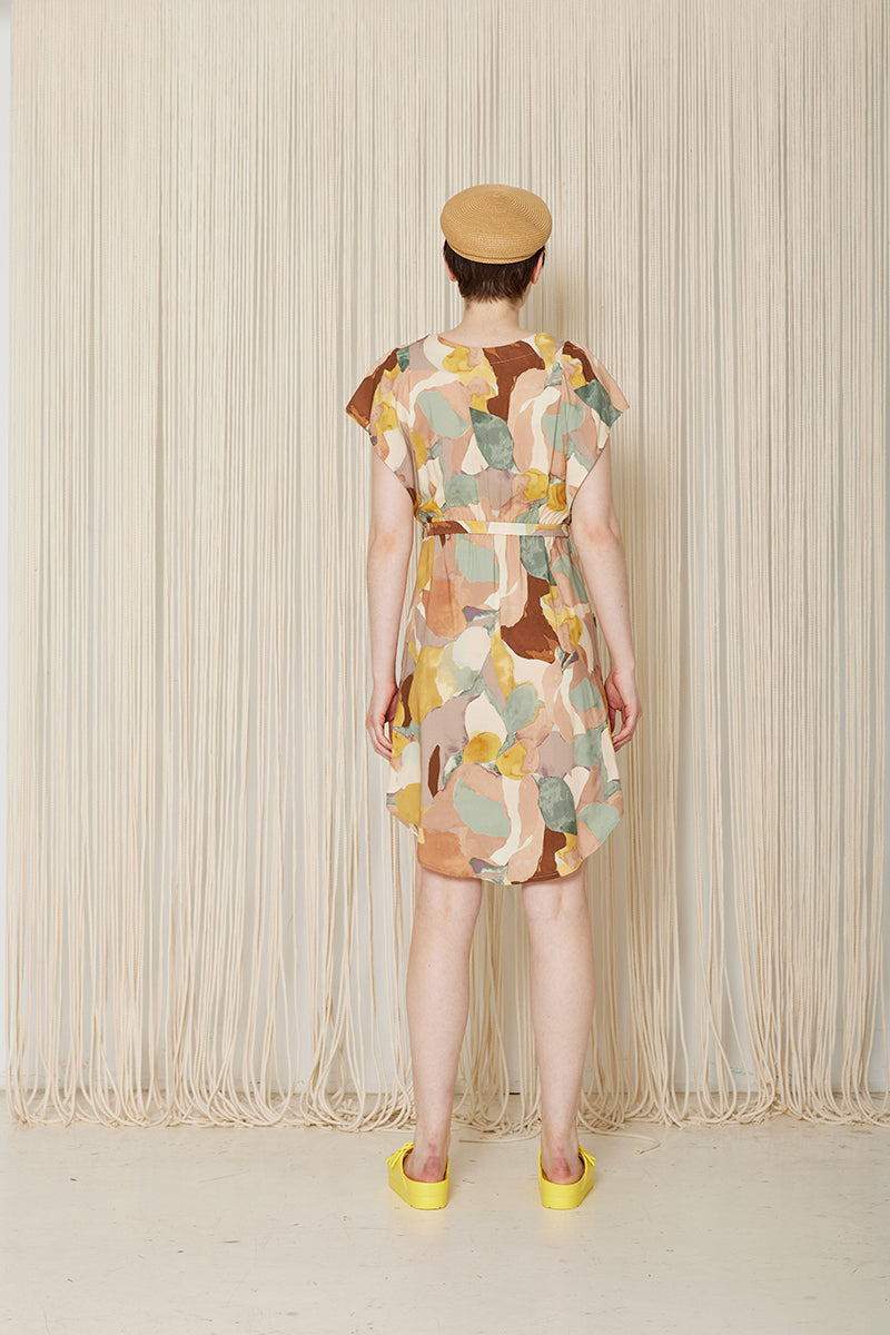 Pivoine Aquarelle - Robe courte fluide et légére en viscose