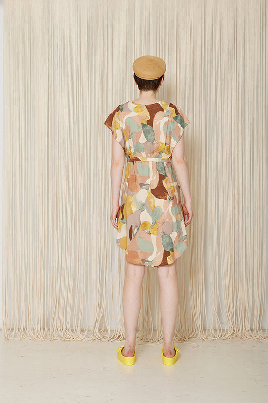 Pivoine Aquarelle - Robe courte fluide et légére en viscose