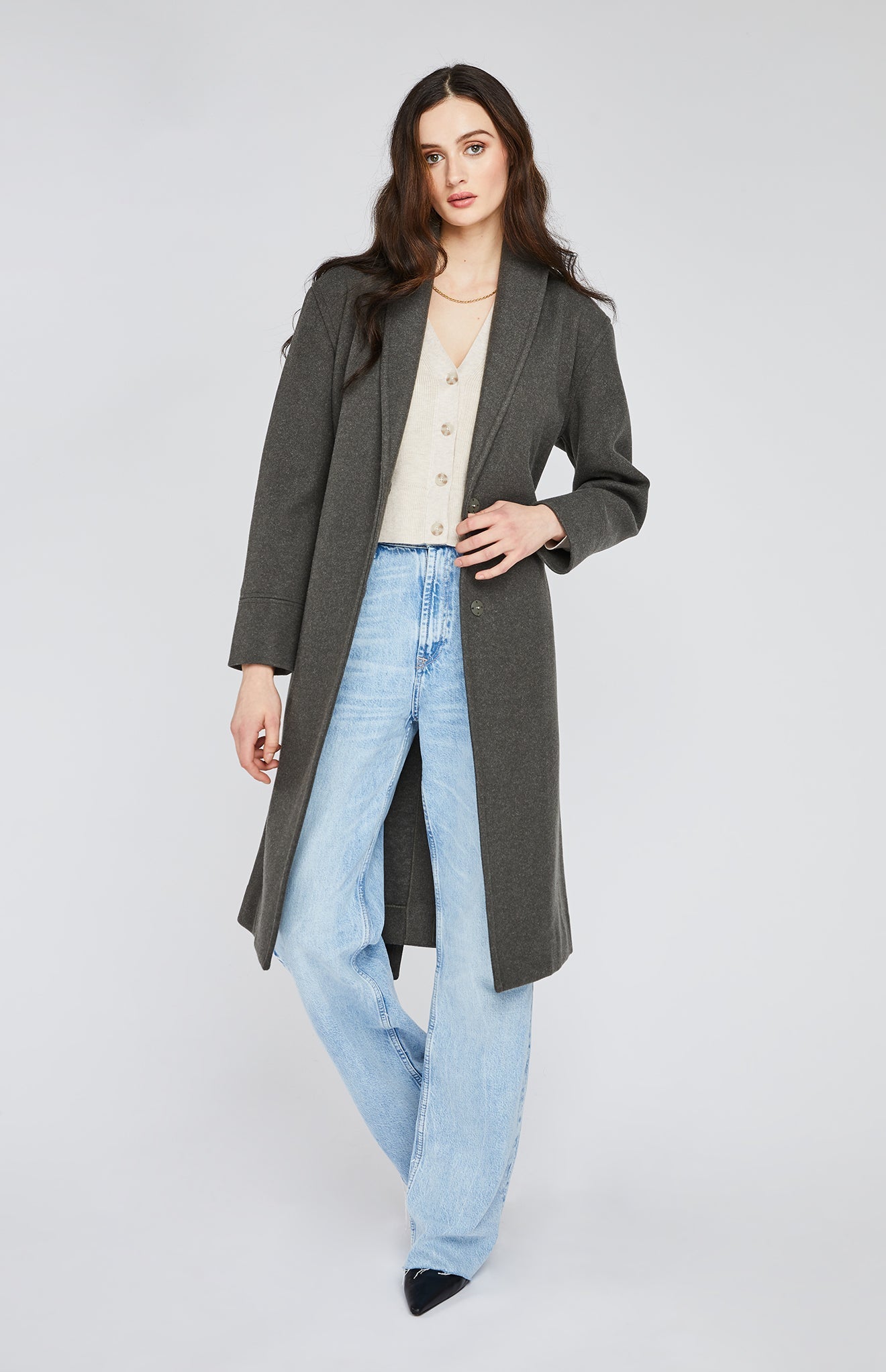 Baltic Gris - Manteau style peignoir élégant