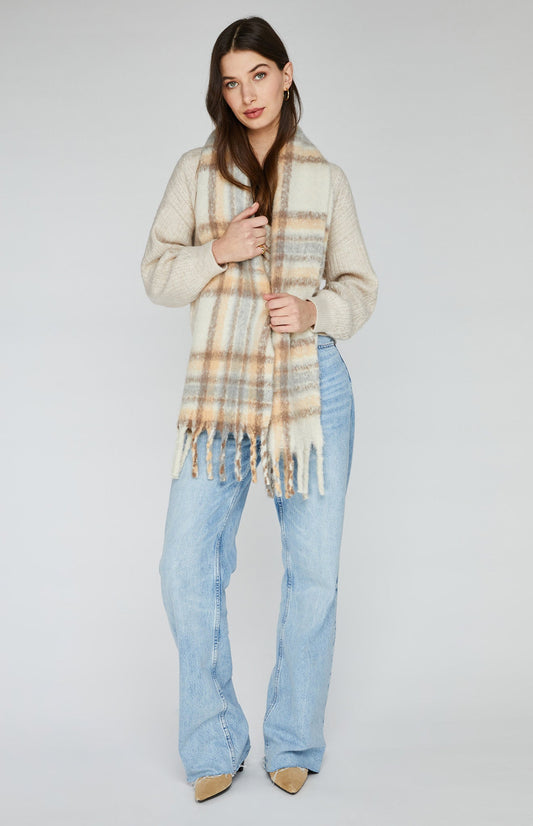 Echarpe extra-douce carreauté brun