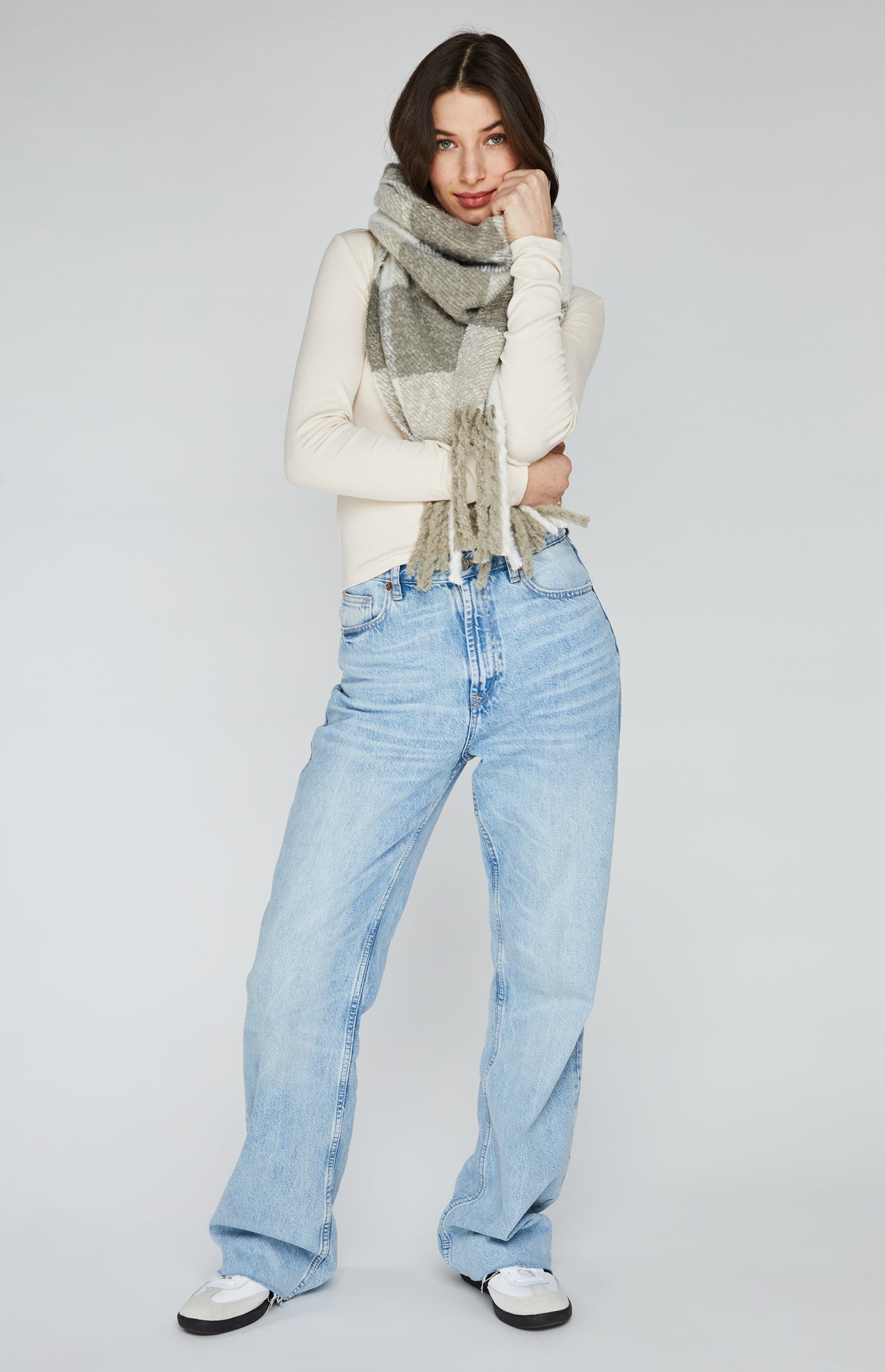 Echarpe extra-douce carreauté vert