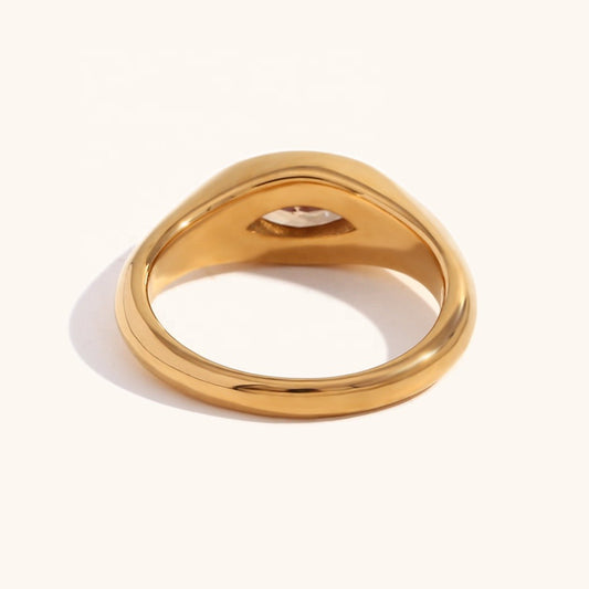 Oline Vert - Bague or acier inoxydable avec zircon coloré