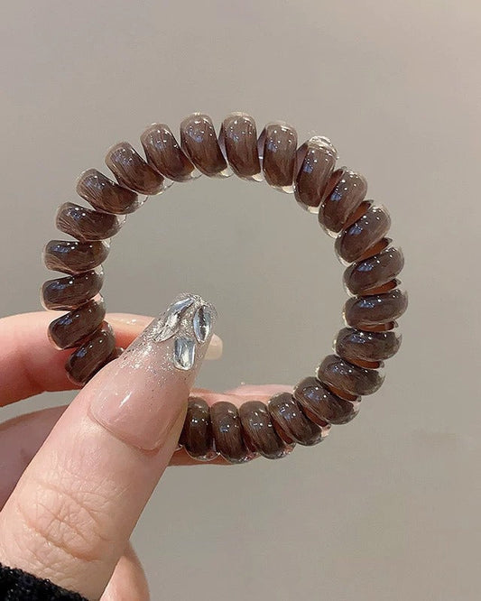 Ensemble 5 Élastiques Résistants – Style Fil de Téléphone – Couleurs Neutres