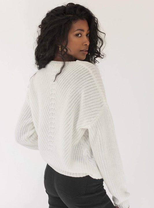 Mia Blanc - Pull tricoté oversize col V