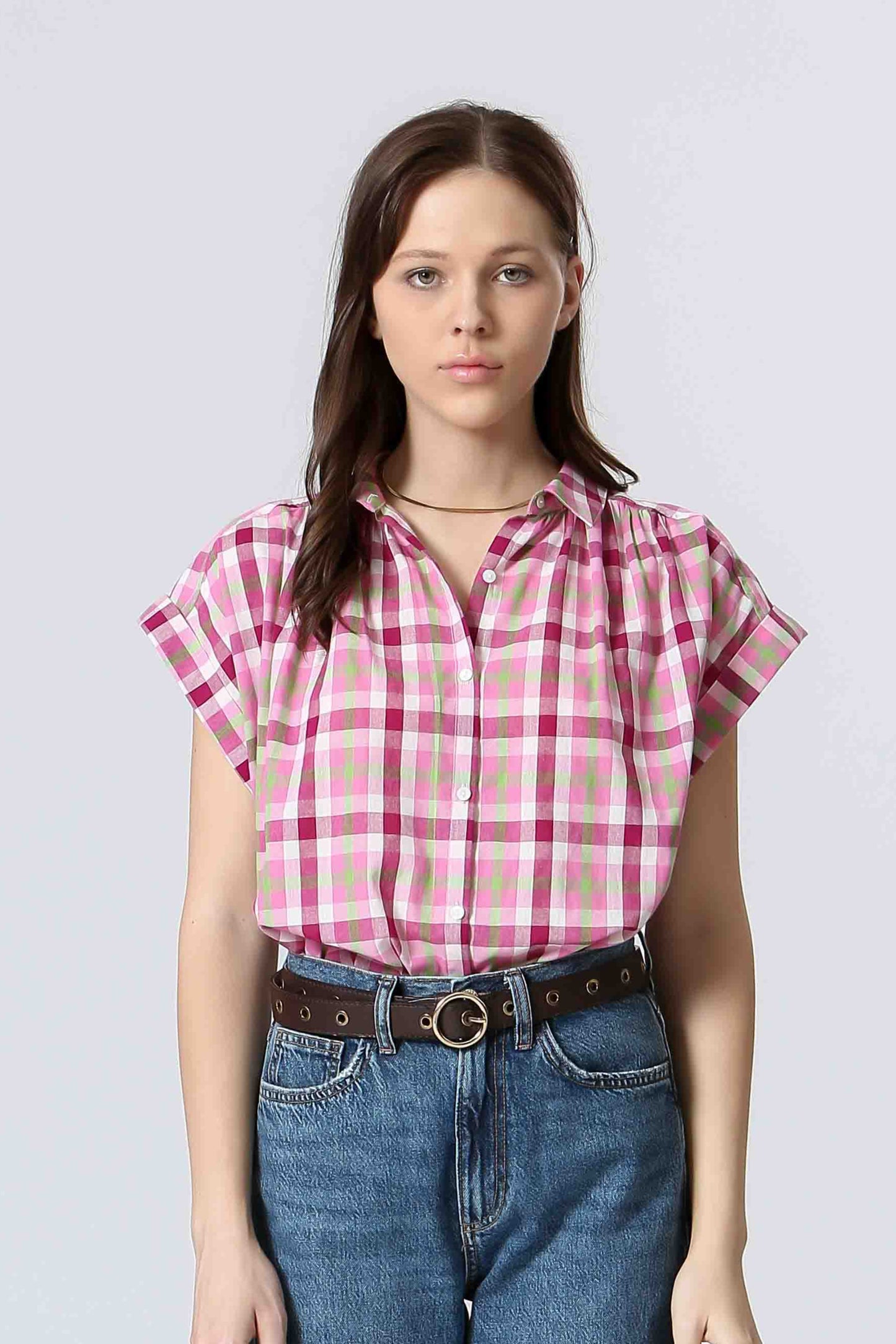 Dana Rose - Chemise en coton manches courtes coupe décontractée
