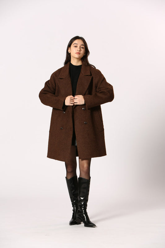 Elisa Brun - Manteau long chic double boutonnage