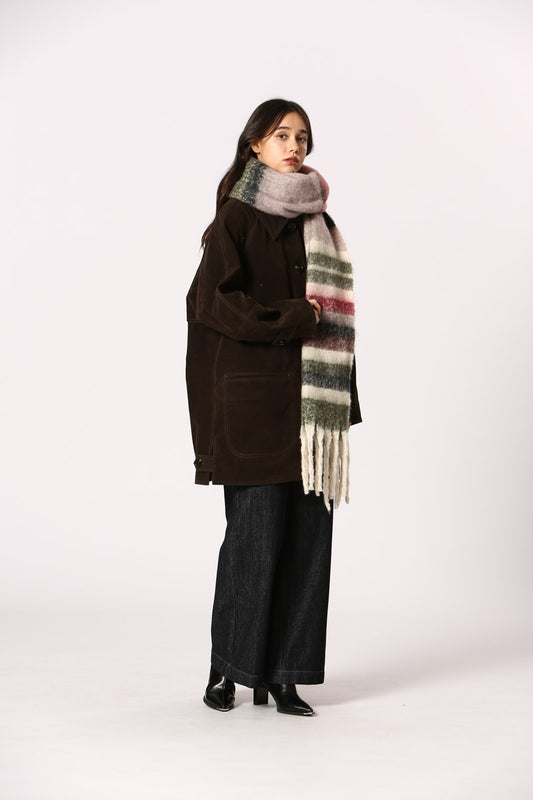 Edna Rouge - Longue écharpe à franges chaude et douce