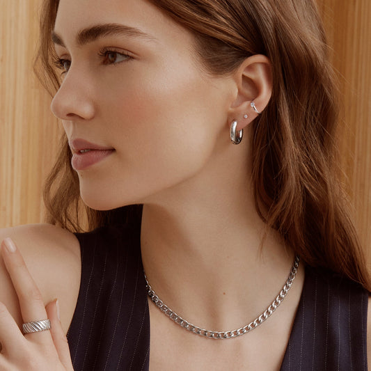 Effortless Argent Boucles d'oreilles