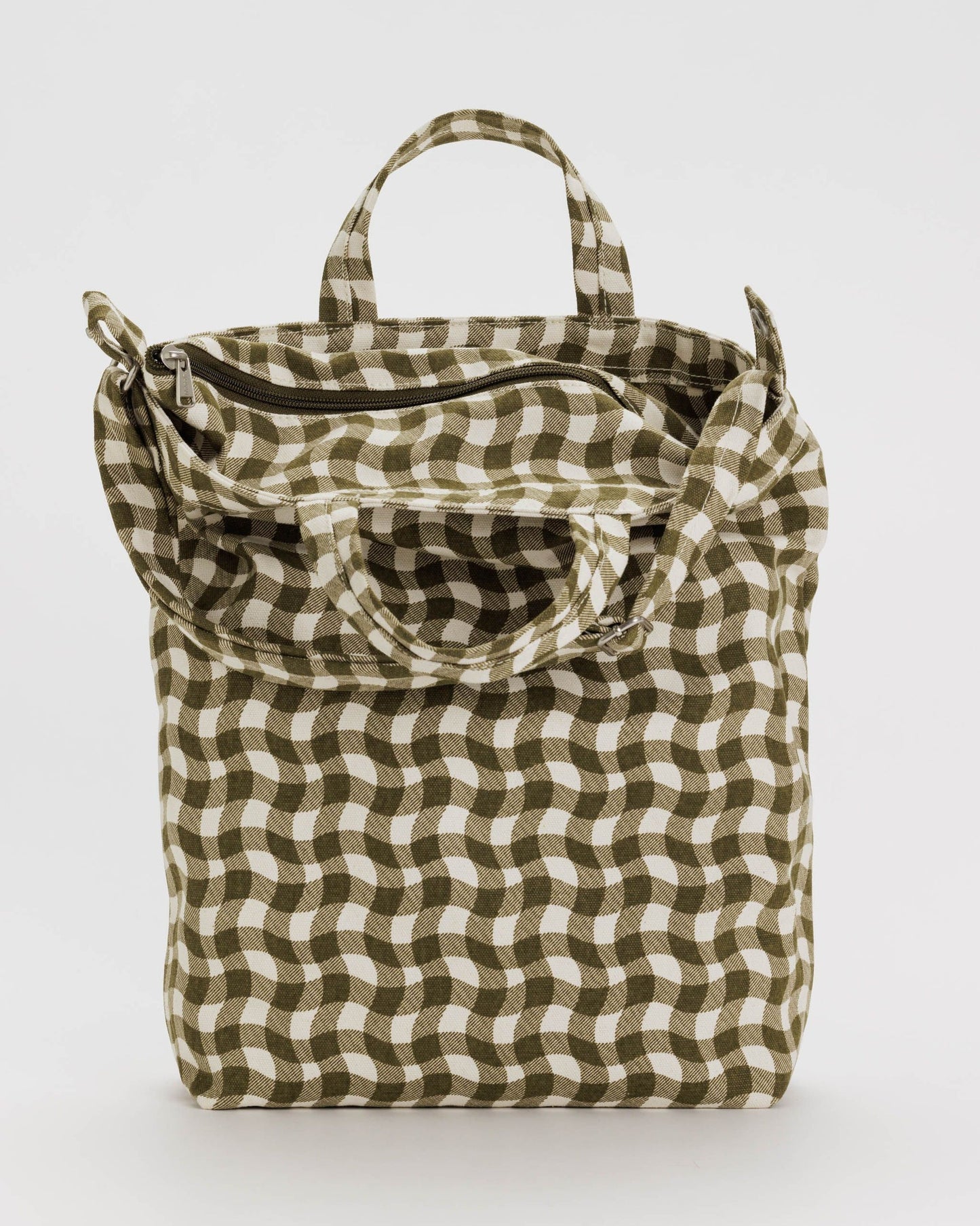 Duck ZIP Wavy Gingham Brown Cabas