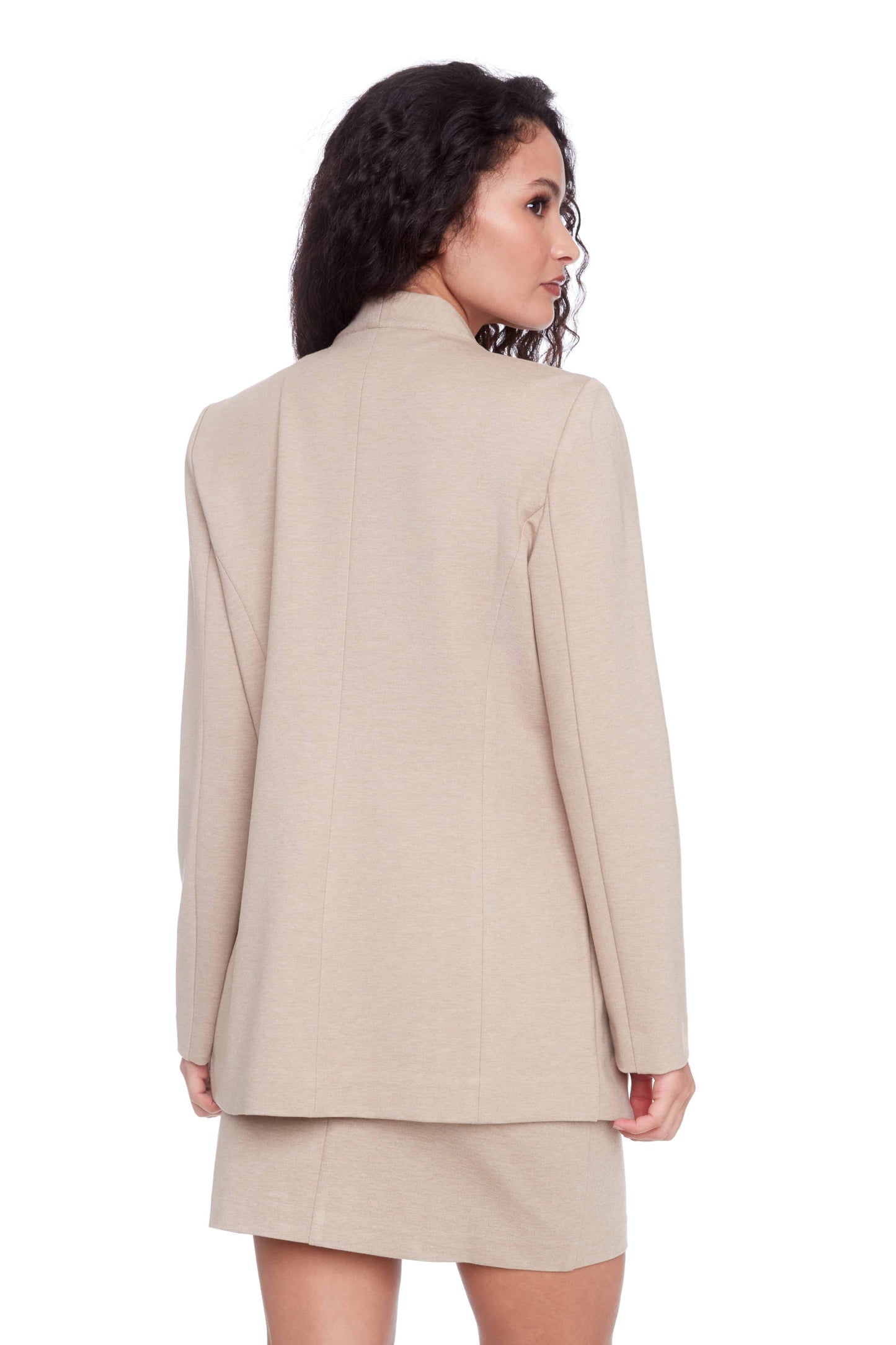 Détail du dos du blazer Nelly en mélange d’avoine