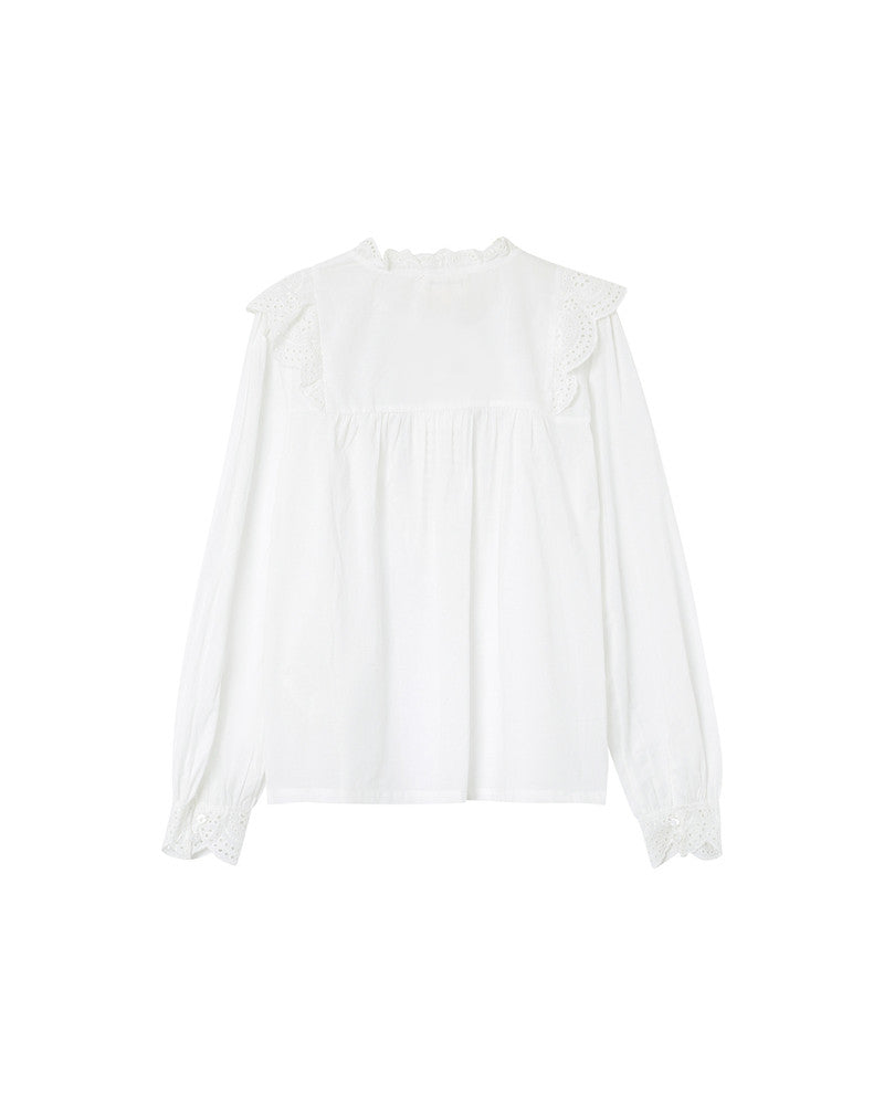 Marie Ecru - Chemise col Claudine broderie anglaise