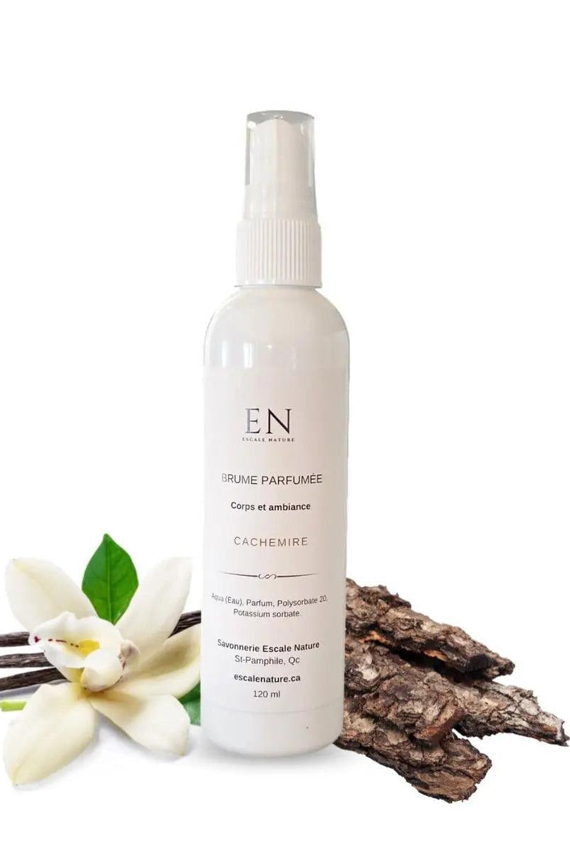 Brume parfumée sans alcool au parfum chaud de cachemire, musc et vanille douce