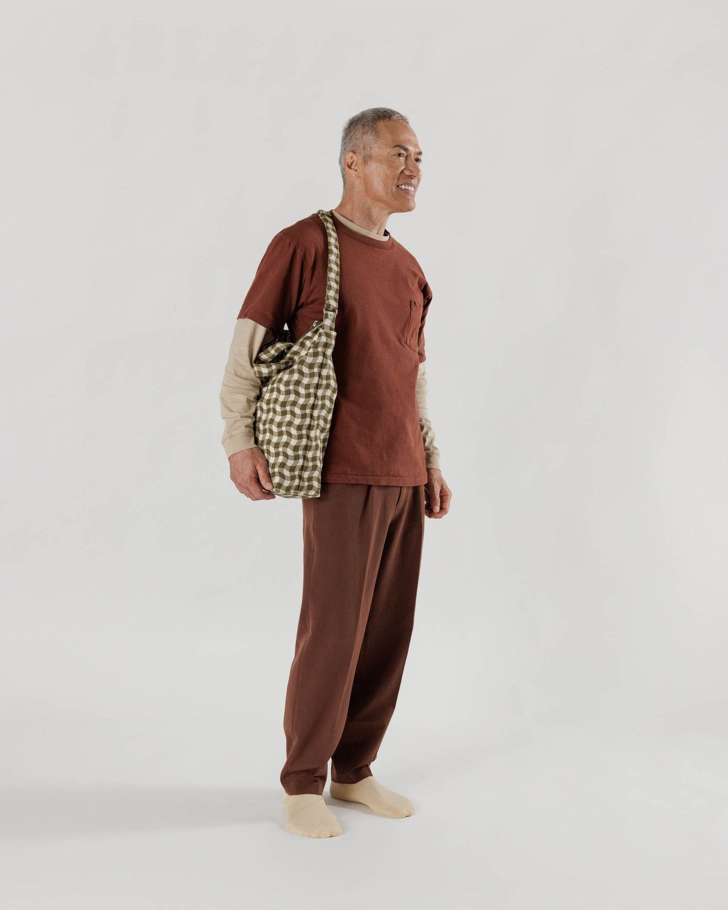 Duck ZIP Wavy Gingham Brown Cabas