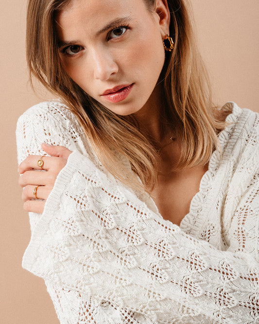 Maeva Ecru - Cardigan en crochet