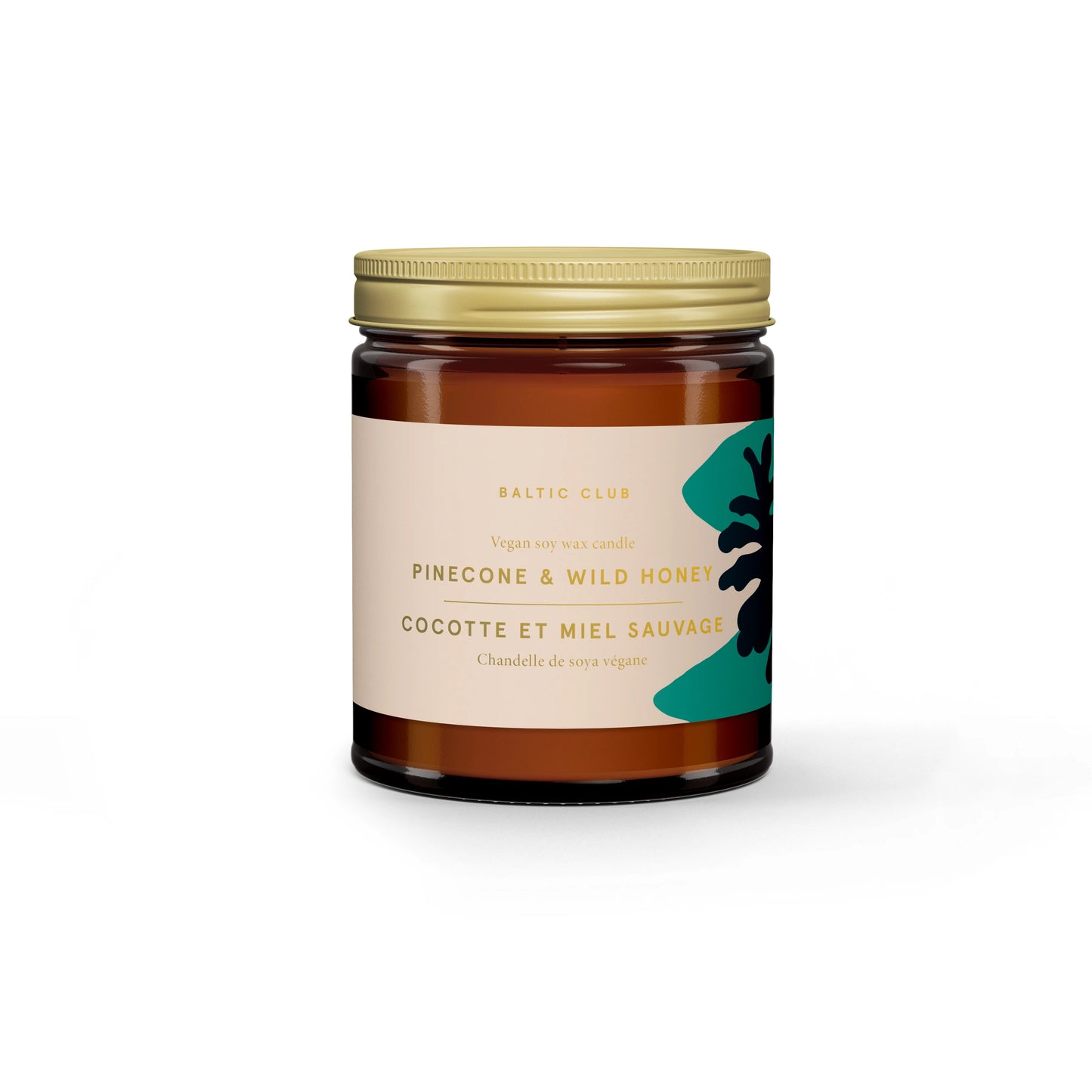 Chandelle Cocotte & Miel Sauvage – pot ambré avec couvercle doré, cire de soya naturelle