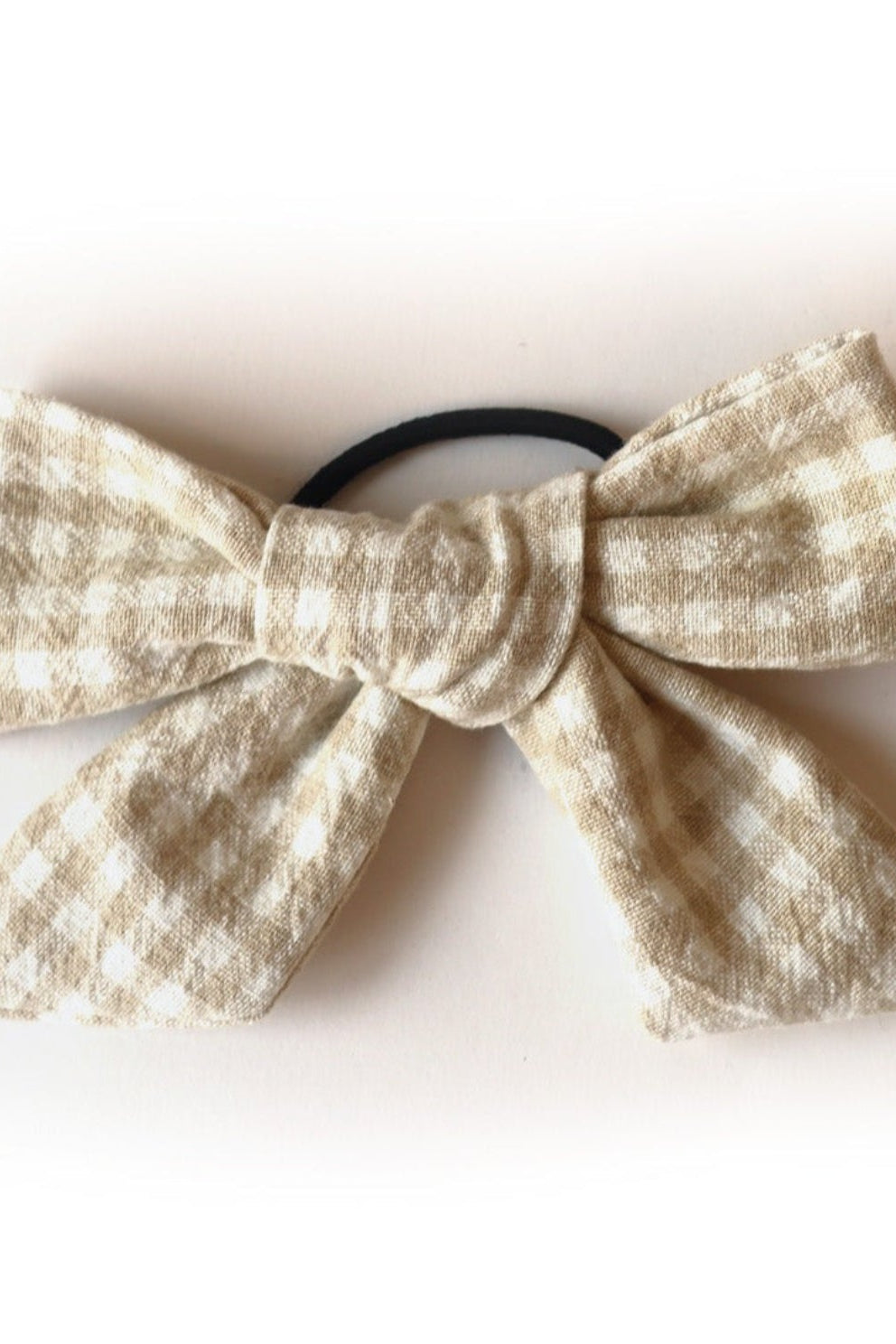 Élastique à boucle en coton biologique motif vichy beige