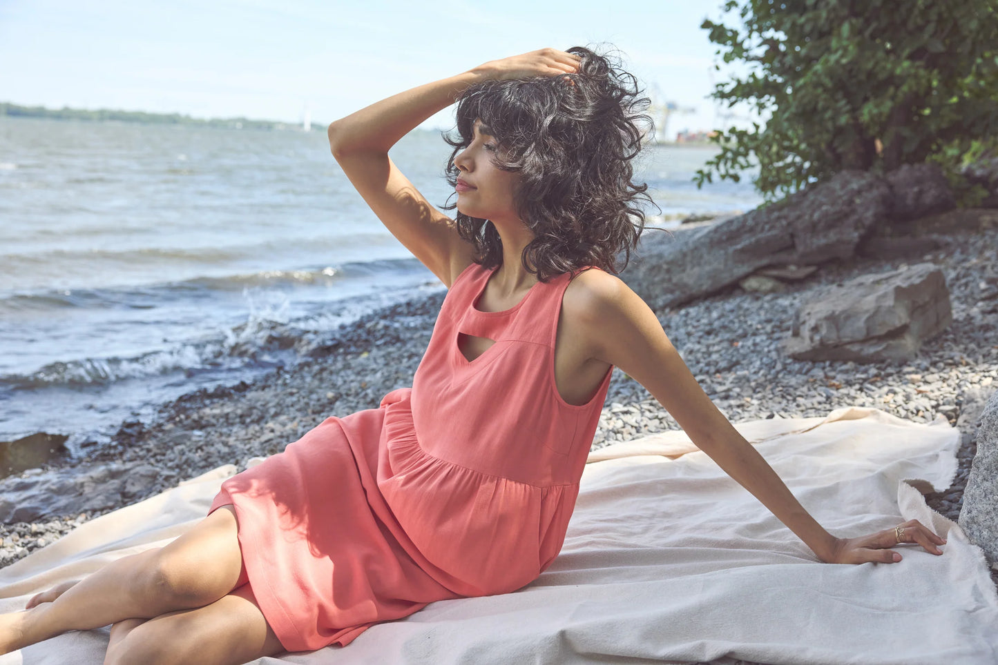 Ellia Corail - Robe sans manches coupe ample