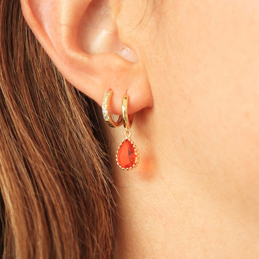 Dipo Rouge Boucles d’oreilles dormeuses – Goutte en verre élégante