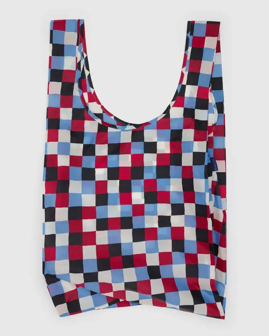 Grand sac Baggu ouvert à plat – motif coloré, matière recyclée