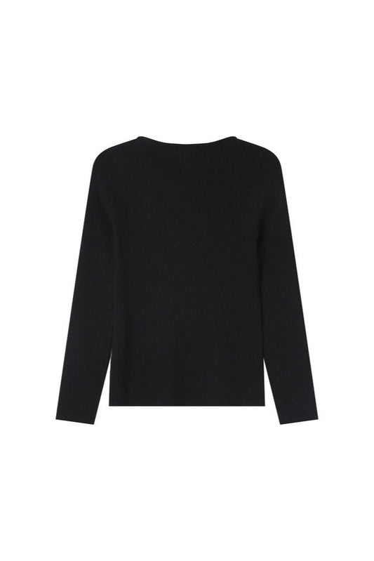 Haut noir Salem en maille côtelée, vue de dos