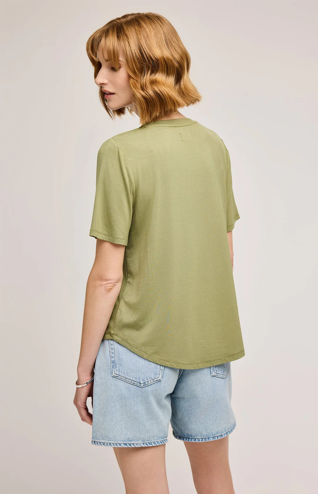 Jamie Matcha T-shirt décontracté Encolure V