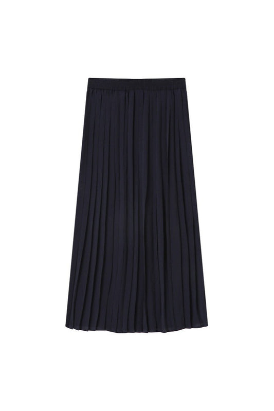 Jupe plissée marine à plat, taille élastique