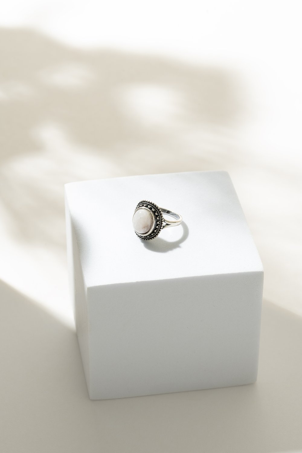 Kalinda Argent .925 Bague Pierre de Lune Statement