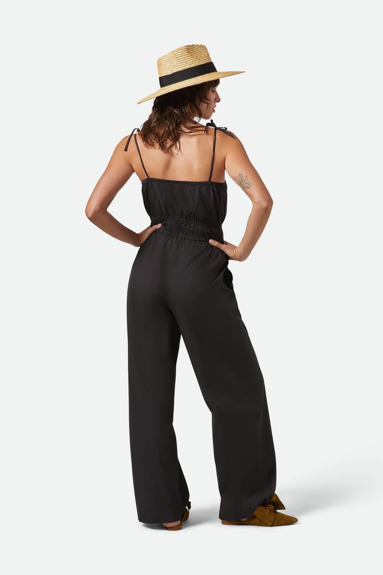 Eden Noir Combinaison - Coupe bustier jambes larges