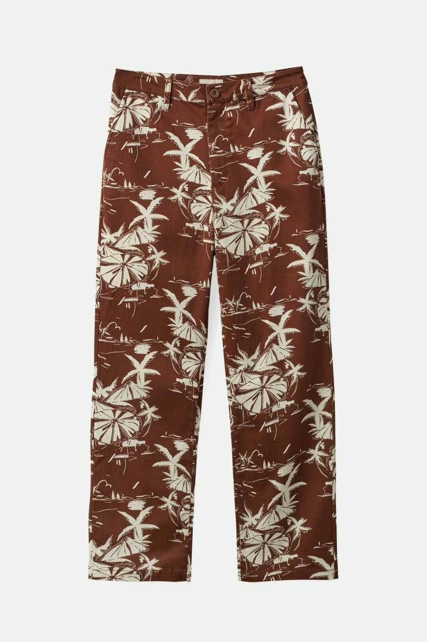 Ideale Brun - Pantalon chino imprimé vacances
