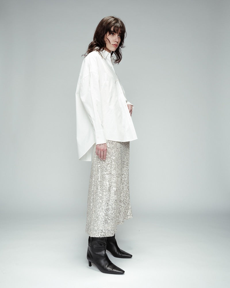 Ruba Argent - Jupe longue en sequin
