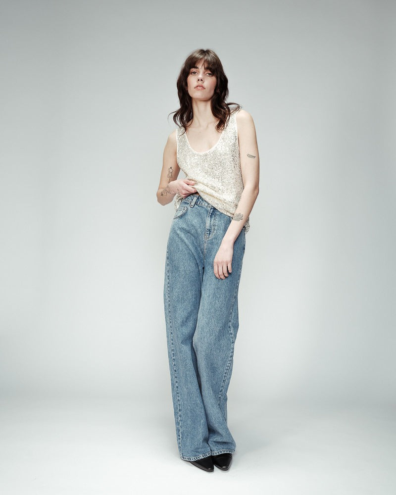 Aria Argent - Debardeur ample en sequin