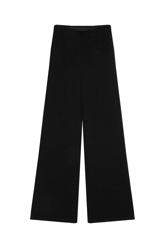 Pantalon Thelma noir à plat coupe droite jambe large