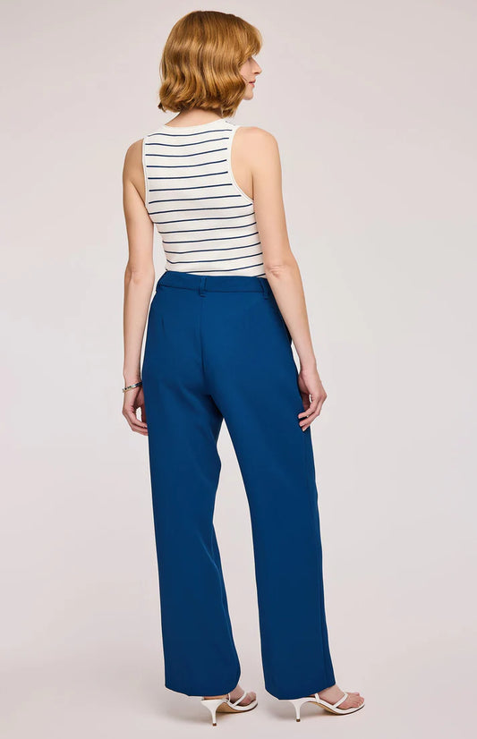Nemo Bleu - Pantalon droit chic à pinces