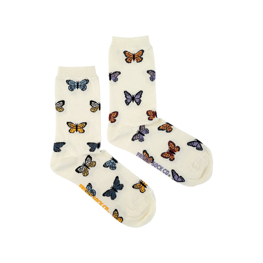 Papillon chaussettes écru en coton égyptien
