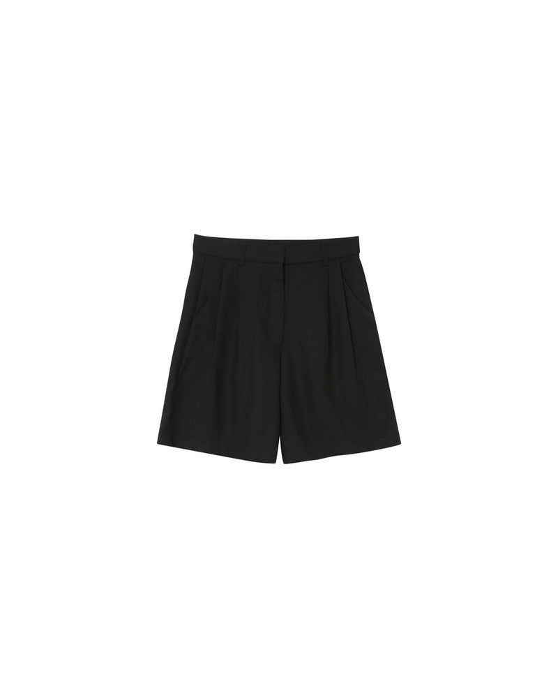 Petrelle Noir - Bermuda tailleur en lin et coton