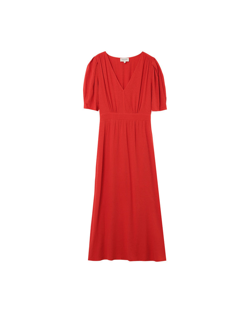 Bulcana Orange - Robe Longue dos smockée