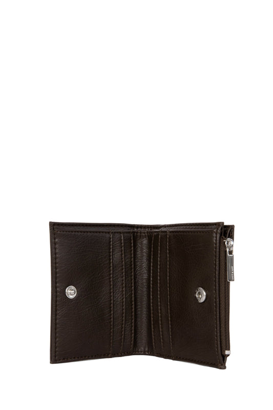 Intérieur du portefeuille Rome café avec fentes pour cartes et compartiment billets