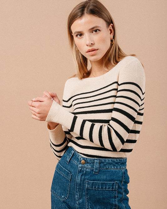 Malou Rayé - Pull en tricot mariniére