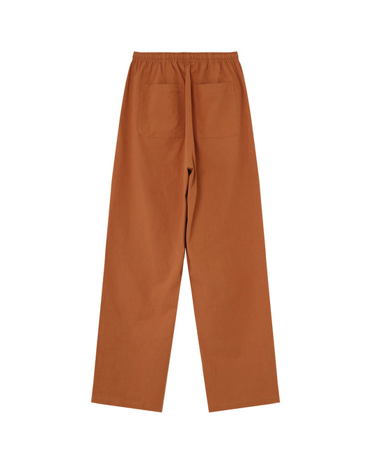 Mia Terracotta - Pantalon en coton avec taille élastique