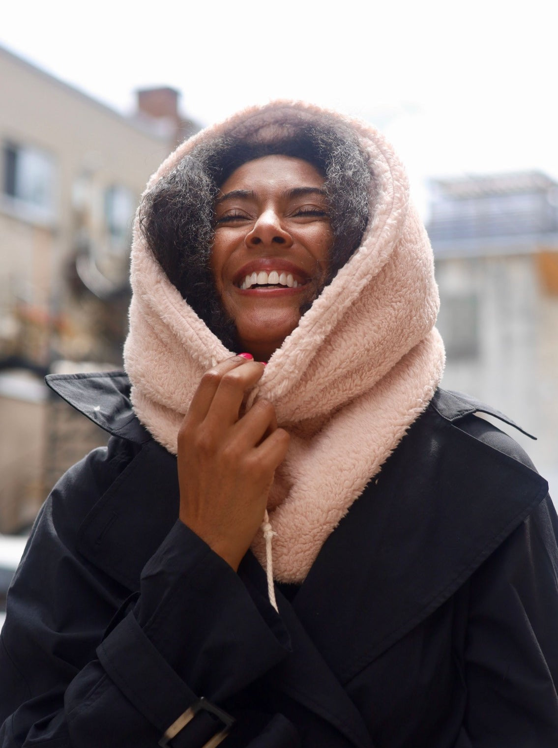 Moelleux Rose Col capuche