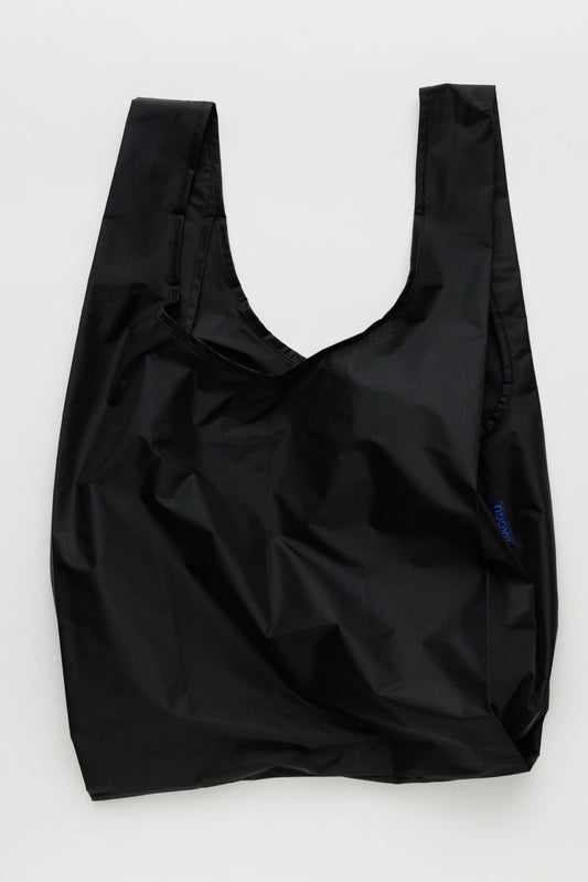 sac réutilisable noir présenté à plat – matériau nylon ripstop recyclé