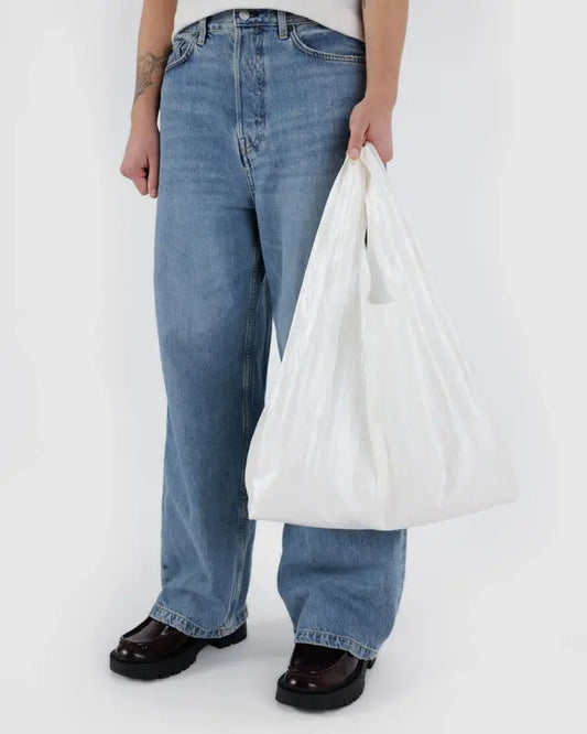 Sac blanc perle réutilisable porté à la main – nylon recyclé léger et robuste