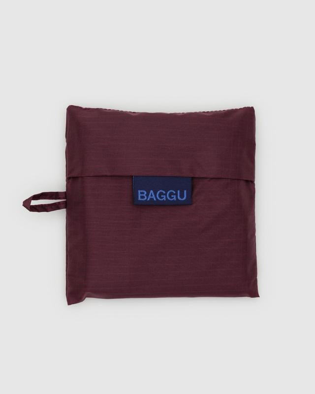 Sac réutilisable Baggu plié, couleur acajou uni, nylon recyclé